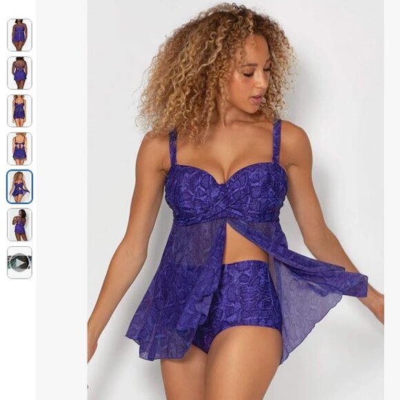 NEW Smart & Sexy Women's Plus-Size Twist Bandeau Tankini Top - Picture 5 of 6